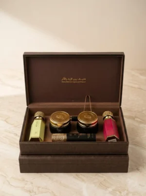 Gift Leather Box - 2 Perfumes 2 Bakhoor 1 All Over Spray 1 Oud